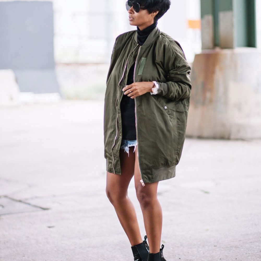 Olive Bomber Jacket for Women
